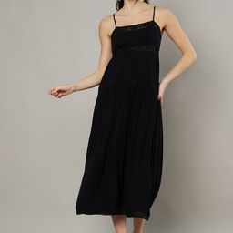 Amagyaa Cotton Shoulder Straps A-Line Midi Dress-image-6