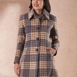 Globus Women Checked Spread Collar Overcoats-picture-13