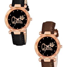 Miss Perfect Women Pack Of 2 Textured Dial & Leather Textured Straps Analogue Watch DF23-picture-8