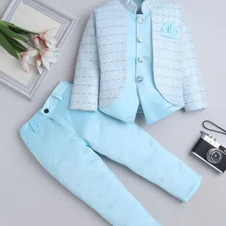 FOURFOLDS Self Design Single Breasted Two-Piece Suit-image-40