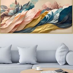 DEKORSTATION Pink & Blue Floral And Botanical Canvas Wall Art-image-43