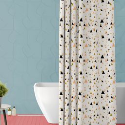 ArtzFolio White & Yellow Geometric PrintedWaterproof Shower Curtain-image-28