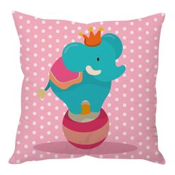 Stybuzz Elephant Cartoon Cushion Cover - Pink And Blue-image-0