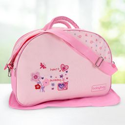 Babyhug Diaper Bag With Changing Mat Heart & Floral Print - Pink-14