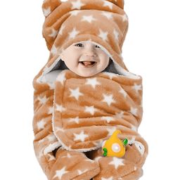 Brandonn Flannel Wearable Hooded Blanket Star Print - Beige-image-47