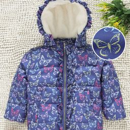 Babyhug Full Sleeves Hooded Jacket Allover Printed - Blue-image-79