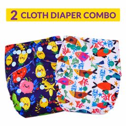 Bembika Reusable Cloth Diaper Fruit & Fish Print Set of 2 - Multicolor-picture-31
