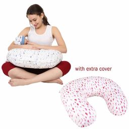 Nene Multifunction Nursing Pillow with Additional Pillow Cover Floral Print - Pink Grey-image-84
