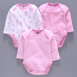 I Bears Full Sleeves Onesies Cloud Print Pack of 3 - Pink-image-12