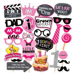 Syga First Birthday Photo Booth Props Pink - Pack Of 26-image-54