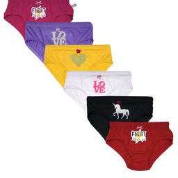 D'chica Pack of 6 Glittery Unicorn Panties - Fuschia Purple Yellow Red-image-42
