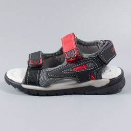Cute Walk by Babyhug Sandals With Triple Velcro Closure - Black Red-image-76