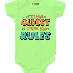 KNITROOT Older Make Rules Print Half Sleeves Onesie - Green-picture-3