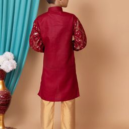 Cae Boys Embroidered Regular Sequinned Dupion Silk Kurta with Pyjamas image 2