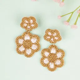 Crunchy Fashion Artificial Beaded Floral Drop Earrings-image-65