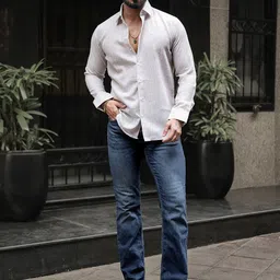 Urban Scissors Men Comfort Fit Vertical Striped Spread Collar Cotton Casual Shirt-image-57