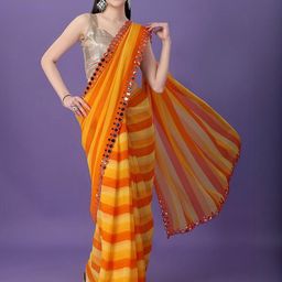 all about you Leheriya Mirror Work Pure Georgette Leheriya Saree-image-5