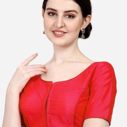 HERE&NOW Soft Silk Round Neck Readymade Saree Blouse-image-91