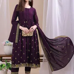 KALINI Women Embroidered Anarkali Kurta Set-picture-25
