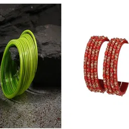 SOMIL Set of 20 Green Alloy Artificial Stones Bangles-image-76