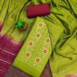 LeeliPeeri Designer Floral Embroidered Sequinned Cotton Unstitched Dress Material-image-91
