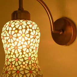 SOMIL Multicoloured & Gold-Toned Printed Glass Cylinder Shaped Wall Lamp-image-54
