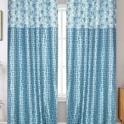 Winnsun Blue & White Set of 2 Floral Room Darkening Door Curtain-image-92