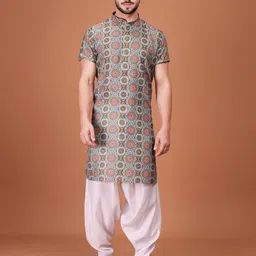SHIWAM ETHNIX Men Printed Mandarin Collar Kurta-picture-58