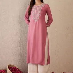 Indo Era Women Floral Embroidered Thread Work Kurta-image-27