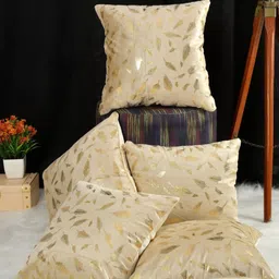 RADECOR Cream-Coloured Set of 5 Floral Square Cushion Covers-17