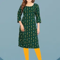 KANUDA Women Green Crepe Straight Kurtas-picture-38