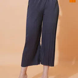 LECOWAR Women Pack of 2 Solid Comfort Regular Fit Mid-Rise Flat-Front Trousers-image-19