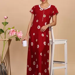 9shines Label Embroidered Maxi Nightdress-image-0