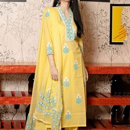 KALINI Women Floral Printed Regular Kurta with Palazzos & With Dupatta-16