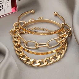Jewels Galaxy Women 4 Gold-Plated Bangle-Style Bracelet-35
