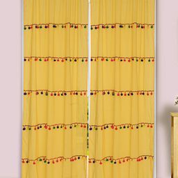 Dekor World Multicoloured Set of 2 Embellished Sheer Window Curtain-18