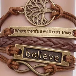 Bling Queen Unisex Silver-Plated Multistrand Leather Bracelet-12