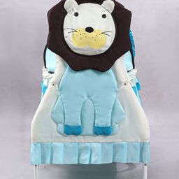 Babyhug Lion Print 2 in 1 Cradle cum bassinet with Mosquito Net and Swing Lock function - Blue image 2