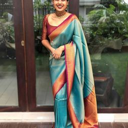 VILLE FASHION Woven Design Zari Art Silk Kanjeevaram Saree-image-67