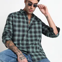 SHOWOFFFF Men Comfort Slim Fit Tartan Checks Checked Casual Shirt-image-63