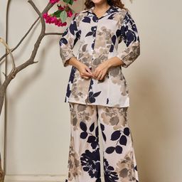 Banwaree Printed Shirt Collar Tunic With Palazzo-picture-47