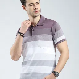Monte Carlo Men Striped Polo Collar Slim Fit T-shirt-image-29