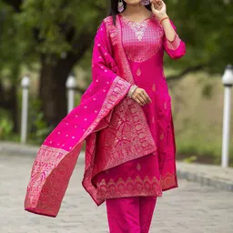 BAESD Ethnic Motifs Printed Kurta With Trousers & Dupatta-picture-17