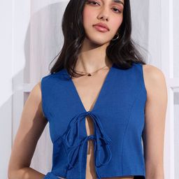 The Souled Store Women Aquarius Cotton Linen Vest-image-51
