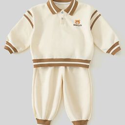 LULU & SKY Girls Striped Polo Collar Sweatshirt With Jogger-picture-16