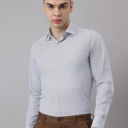 Richlook Men Comfort Fit Spread Collar Micro Ditsy Printed Cotton Formal Shirt-image-5