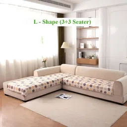 HOKIPO Brown & Yellow Printed Polyester 2 Piece Sofa Cover-image-76