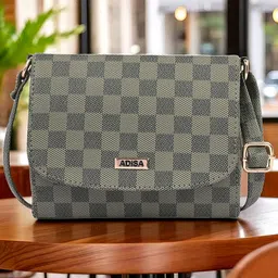 ADISA Checked PU Structured Sling Bag-picture-1