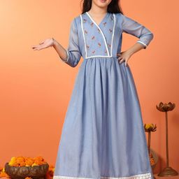 Sangria Girls Embroidered Anarkali Maxi Dress-image-61