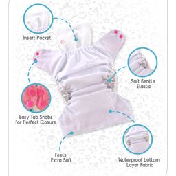 Babyhug Free Size Reusable Contrast Flap Closure Cloth Diaper With Insert Unicorn Print - Pink image 3